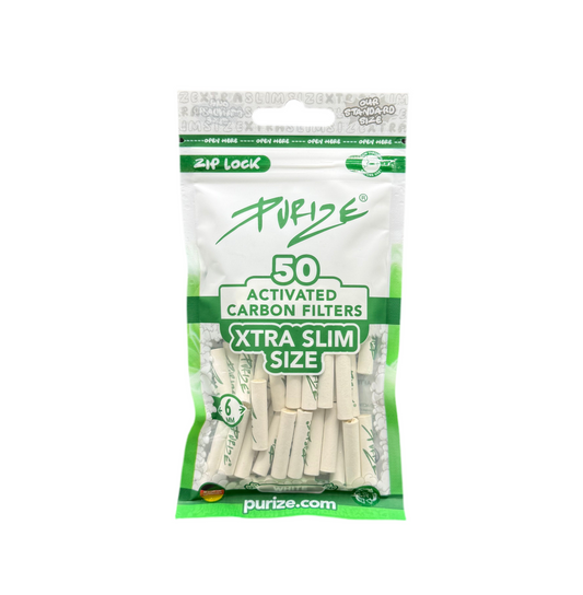 PURIZE® Aktivkohlefilter XTRA Slim Size 6mm Weiß (50 Stück)