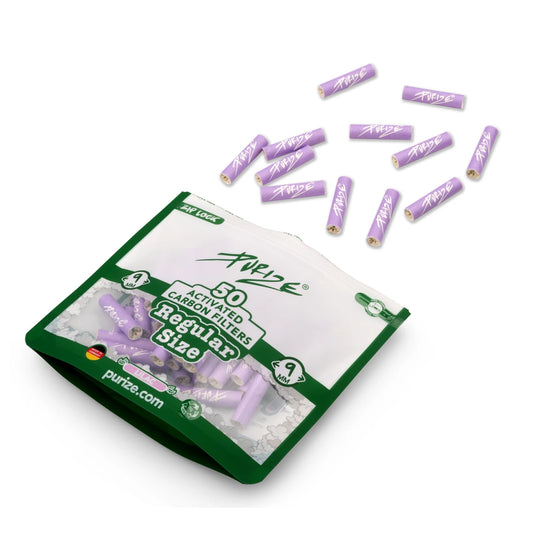 PURIZE® Aktivkohlefilter Regular Size 9 mm Lila (50 Stk)