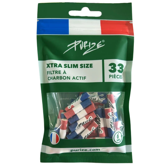 PURIZE® Aktivkohlefilter XTRA Slim Size 6mm France (33 Stk)