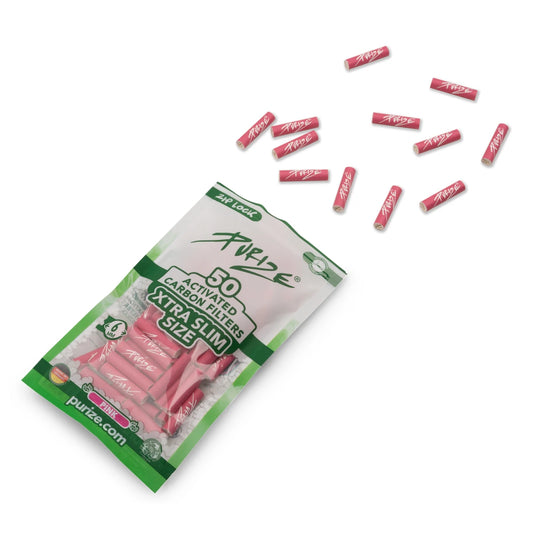 PURIZE® Aktivkohlefilter XTRA Slim Size 6mm Pink (50 Stk)