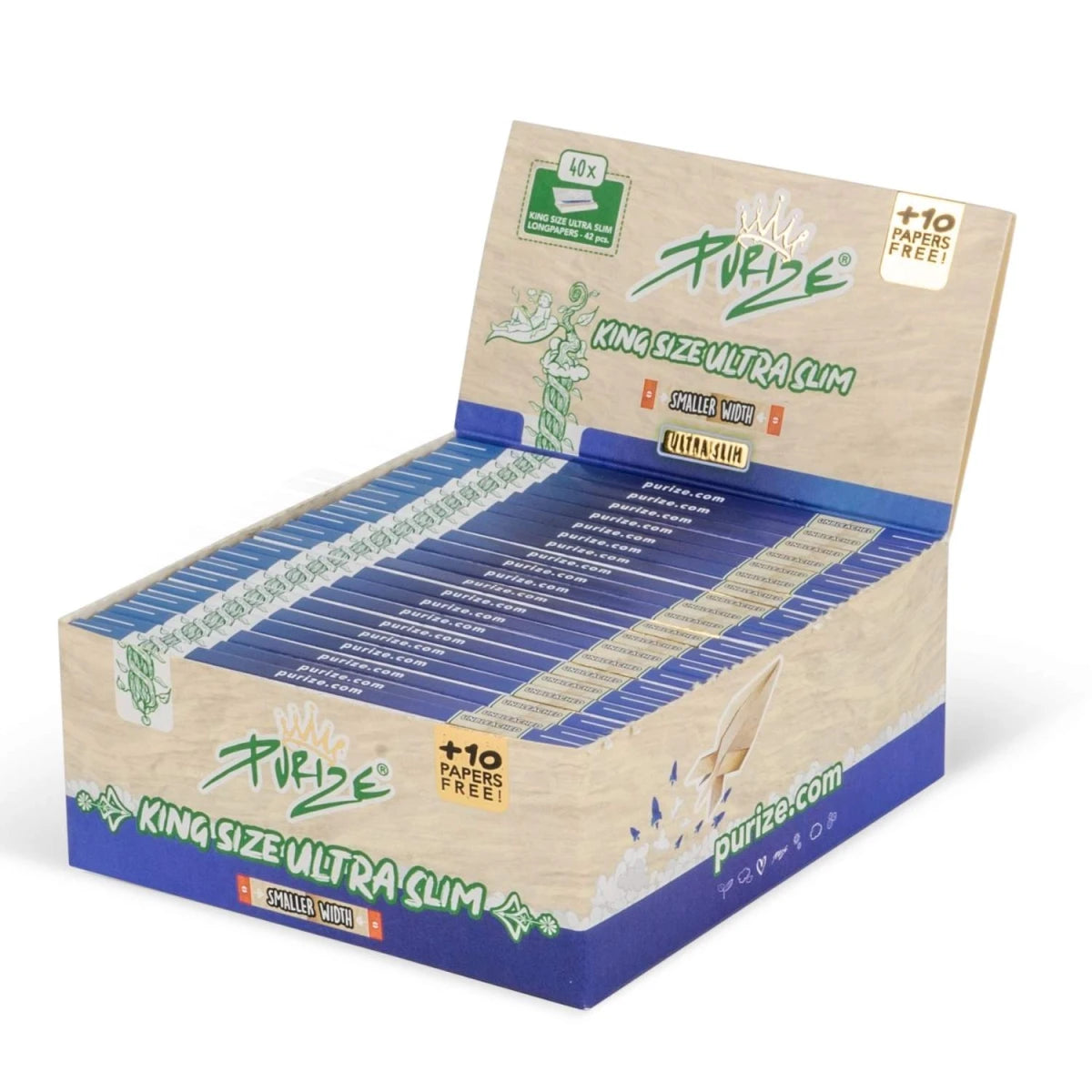 PURIZE® King Size Ultra Slim Papers unbleached 42 Blatt