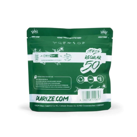 PURIZE® Aktivkohlefilter Regular Size 9mm Weiß (50 Stk)
