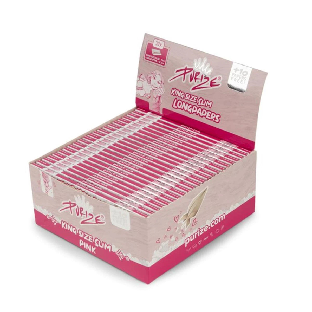 PURIZE® King Size Slim Papers Pink 42 Blatt