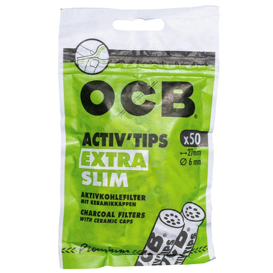 OCB Aktivkohlefilter Activ Tips Extra Slim Ø 6 mm / 50 Stk