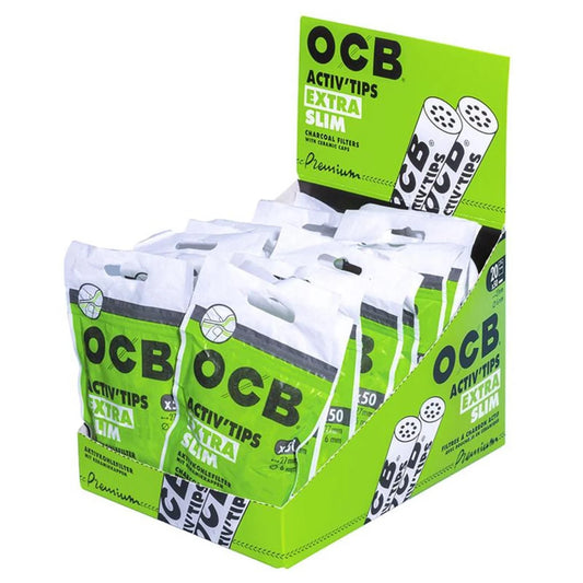 OCB Aktivkohlefilter Activ Tips Extra Slim Ø 6 mm / 50 Stk