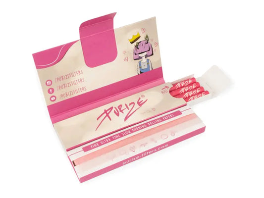 PURIZE - Papers'n'Tips - Pink - 16 XTRA Slim Size - Aktivkohlefilter - 32 King Size Papers